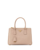 Saffiano Lux Small Double-Zip Tote Bag, Blush (Cammeo)