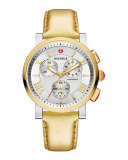 20mm Metallic Saffiano Leather Strap, Gold