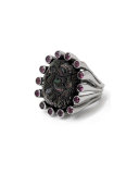 Carved Mother-of-Pearl & Rhodolite Garnet Ring