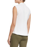 Dixon Sleeveless Draped Ponte Top, White