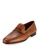 Pebbled Leather Penny Loafer, Cognac