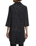 Sheer Dot Long Shirt Jacket, Black