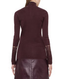 Slash-Detail Turtleneck Sweater, Aubergine