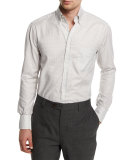 Basic-Fit Small-Check Sport Shirt, Gray