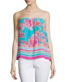 Odessa Strapless Printed Silk Top