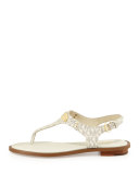  Logo-Plate Leather Thong Sandal