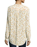 Henri Printed Silk Blouse, Nature White/Glow