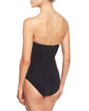Waterfall Bandeau One-Piece Swimsuit, Black