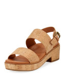 Talia Cork Flatform City Sandal, Neutral