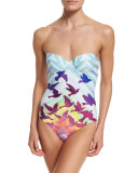 Prismatic Printed Bustier One-Piece Swimsuit