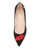 misa kisses pointed-toe pump, black