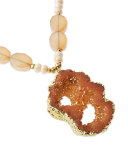 Long Sliced Druzy Pendant Necklace