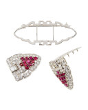 Estate Art Deco Diamond & Ruby Duette Clip Brooch
