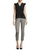 Tee Cropped High-Rise Gingham Trousers