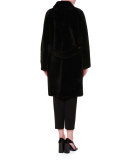 Reversible Shearling Fur Long Coat, Black