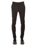 Flat-Front Skinny Pants, Black