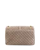 Monogram Large Mixed-Matelassé Suede Envelope Satchel Bag, Light Gray