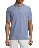 Contrast-Tipped Pique Polo Shirt, Gray