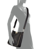 Rockstud Small Flip-Lock Messenger Bag, Black