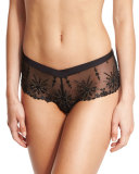 Vendome Floral-Embroidered Hipster Briefs, Black/Gold