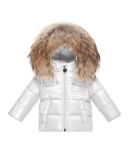 K2 Hooded Fur-Trim Puffer Coat, Size 12M-3