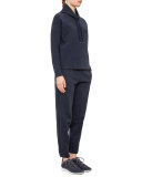 Long-Sleeve Funnel-Neck Pullover, Denim