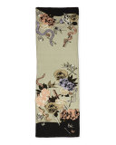 Printed Fil Coupe Scarf, Khaki