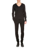 Flat-Front Skinny Pants, Black