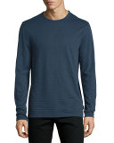 Striped Slub-Knit Long-Sleeve T-Shirt, Midnight