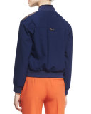 Chase Multipattern Wool-Blend Bomber Jacket, Midnight/Brown
