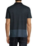 Block-Print Polo Shirt, Light Steel Blue