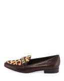 Gemini Link Calf-Hair Loafer, Coconut/Leopard