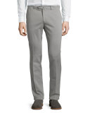 Soft Stretch-Cotton Slim-Fit Pants, Hot Gray