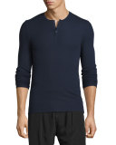 Ribbed Modal Henley T-Shirt, Navy