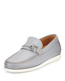 Lorien Leather Loafer on Rubber Sole, Gray