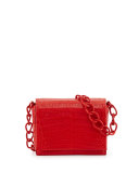 Small Crocodile Chain Crossbody Bag, Red Matte