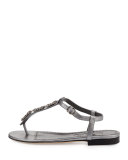 Ottolina Crystal T-Strap Sandal, Silver