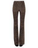 Farrah Cheetah-Print Boot-Cut Pants, Date/Steppe