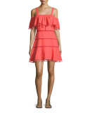 Aster Pompom-Trim Sundress/Coverup, Red