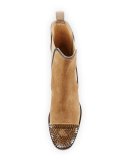 Otaboo Spike-Toe 70mm Red Sole Bootie, Camel