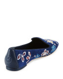 Embroidered Suede Smoking Slipper