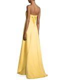 Tegan Strapless Satin Gown, Mimosa