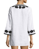 Applique-Trim Tunic, New Ivory
