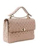 Rockstud Matelasse Large Shoulder Bag, Beige