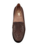 Pinch Woven Leather Loafer, Chestnut