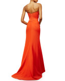 Strapless Fitted Gown, Orange