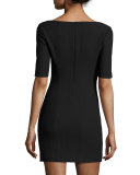 Aiden Ponte Mini Dress, Black