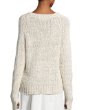 Raglan Crochet Tunic Sweater, Ivory