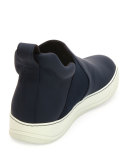 Leather Mid-Top Slip-On Sneaker, Navy