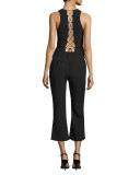 Paneled Flare-Leg Cropped Pants, Black